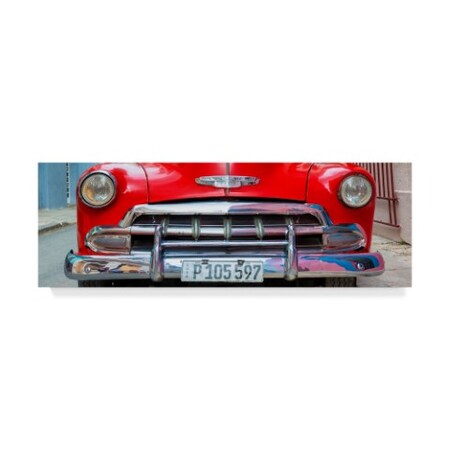 Philippe Hugonnard 'Detail On Red Classic Chevy' Canvas Art,10x32